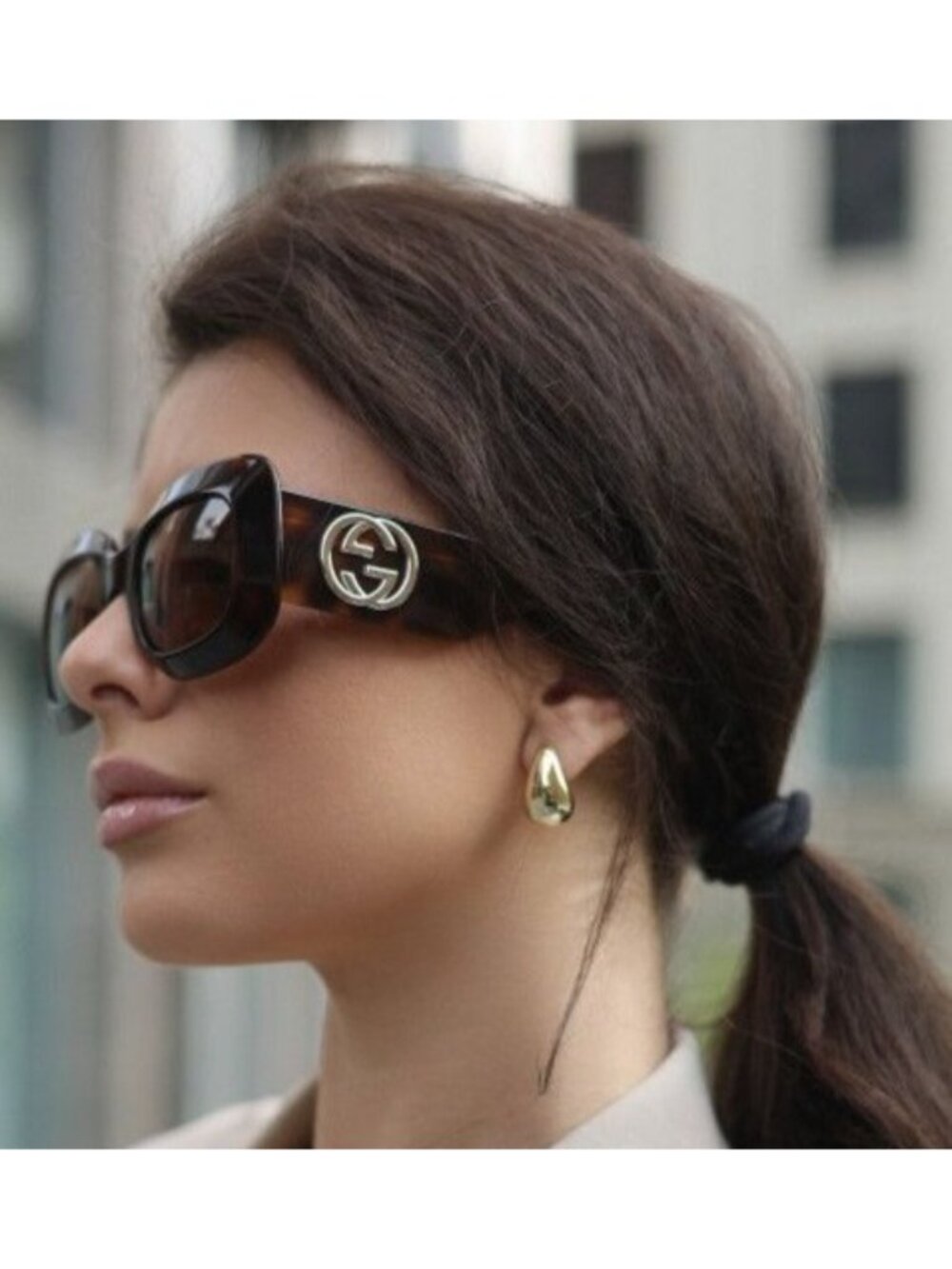 NEW GUCCI SUNGLASSES, HAVANA SQUARE WOMEN GUCCI EYEWEAR GG1695S 002 - Picture 2 of 5